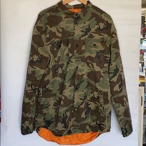 Pacsun Men’s camo jacket w/ orange lining : large